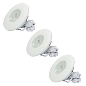 HOFTRONIC Set van 3 Pavo - Platte LED ipbouwspots met lage inbouwdiepte 12mm - 3 Watt 300 Lumen - 2700K Warm wit - Dimbaar - Rond - Meubelspot - IP44