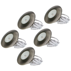 HOFTRONIC Set van 5 Pavo - Platte LED ipbouwspots met lage inbouwdiepte 12mm - 3 Watt 300 Lumen - 2700K Warm wit - Dimbaar - Rond - Meubelspot - IP44