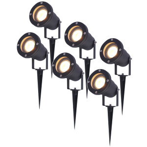 HOFTRONIC Set van 6 Sydney LED prikspots - Dimbaar - Kantelbaar - GU10 4 Watt 345 lumen - 2700K warm wit - IP65 Waterdicht - Zwart