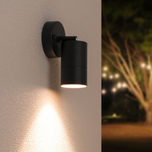 HOFTRONIC Lago LED Wandlamp zwart - 4 Watt 345 lumen - IP44 Waterdicht - GU10 - 2700K Warm Wit - Dimbaar - Kantelbaar - Binnen en buiten - Modern