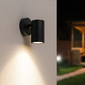 HOFTRONIC Mason - LED Wandlamp - IP44 Waterdicht - 4 Watt 345 Lumen - GU10 - 4000K Neutraal wit - Dimbaar -  Voor binnen en buiten - Downlight - Zwart