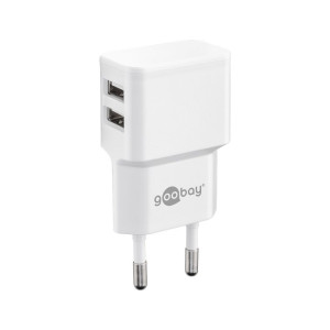 Goobay USB-A-Adapter - USB-A-Ladegerät - 2 Anschlüsse - 2400mA - 12W - Weiß