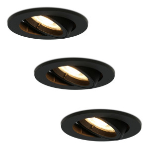 HOFTRONIC 3er Set Oslo LED Einbaustrahler - 4W 345lm - 2700K warmweiß - GU10 - Dimmbar - Rund - Schwenkbar - IP20 Innen - Schwarz