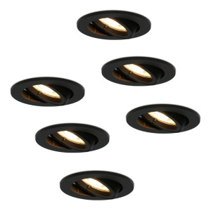 HOFTRONIC 6er Set Oslo LED Einbaustrahler - 4W 345lm - 2700K warmweiß - GU10 - Dimmbar - Rund - Schwenkbar - IP20 Innen - Schwarz
