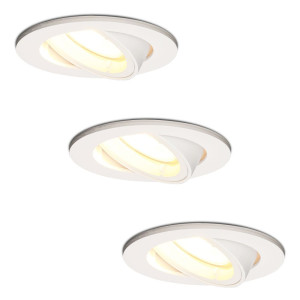 HOFTRONIC 3er Set Dublin LED Einbaustrahler - 4W 345lm - 2700K warmweiß - GU10 - Dimmbar - Rund - Schwenkbar - IP20 Innen - Weiß