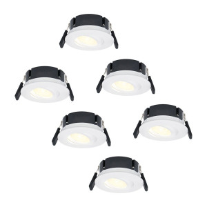 HOFTRONIC Set van 6 Napels LED inbouwspots Extra Plat (39mm) - 360° Kantelbaar - 8 Watt 570 Lumen - Dimbaar - IP65 Waterdicht voor Badkamer, binnen en