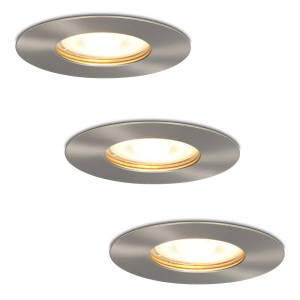 HOFTRONIC 3er Set Bari LED Einbaustrahler - 4W 345lm - 2700K warmweiß - GU10 - Dimmbar - Rund - IP65 Wasserdicht - Aluminium - Für Bad, Innen und