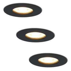 HOFTRONIC 3er Set Bari LED Einbaustrahler - 4W 345lm - 2700K warmweiß - GU10 - Dimmbar - Rund - IP65 Wasserdicht - Schwarz - Für den Innen-, Außen-