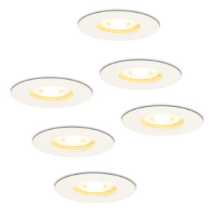 HOFTRONIC 6er Set Bari LED Einbaustrahler - 4,5W 345lm - 2700K warmweiß - GU10 - Dimmbar - Rund - IP65 Wasserdicht - Weiß - Für den Innen-, Außen- und