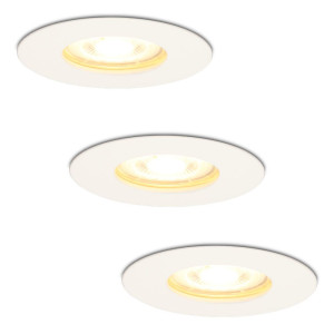 HOFTRONIC Set van 3 Bari LED Inbouwspots - 4 Watt 345 lumen - 2700K Warm Wit - GU10 - Dimbaar - Rond - IP65 Waterdicht - Wit - Voor binnen, buiten en