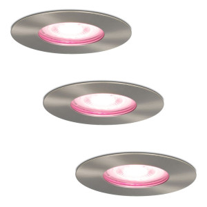 HOFTRONIC SMART Set van 3 Bari Smart inbouwspots - IP65 waterdicht - Wifi + Bluetooth - RGBWW - GU10 - Google Home, Amazon Alexa en Siri - RVS -