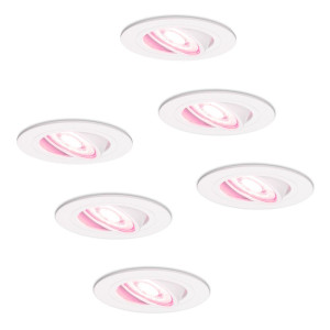 HOFTRONIC SMART 6er Set Pittsburg Smart Einbaustrahler - 4.8 Watt 345 Lumen - Wifi + Bluetooth - RGBWW - GU10 - Google Home, Amazon Alexa und Siri -
