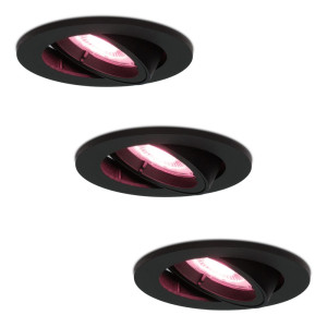 HOFTRONIC SMART Set van 3 Oslo smart inbouwspots - Wifi + Bluetooth - RGBWW - GU10 - Kantelbaar - Google Home, Amazon Alexa en Siri - IP20 voor binnen