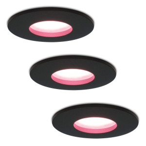 HOFTRONIC SMART Set van 3 Porto - Smart inbouwspot - IP44 waterdicht - 5,5 Watt 345 Lumen - Wifi + Bluetooth - RGBWW - GU10 - Google Home, Amazon