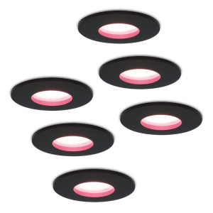 HOFTRONIC SMART Set van 6 Porto - Smart inbouwspot - IP44 waterdicht - 5,5 Watt 345 Lumen - Wifi + Bluetooth - RGBWW - GU10 - Google Home, Amazon