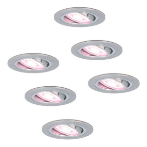 HOFTRONIC SMART Set van 6 Chandler - Smart inbouwspot - IP20 voor binnen - 4.8 Watt 345 Lumen - Kantelbaar - Wifi + Bluetooth - RGBWW - GU10 - Google