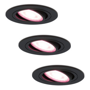 HOFTRONIC SMART 3er Set Miro Smart Einbaustrahler - Wifi + Bluetooth - RGBWW - GU10 - 4.8W 345lm - Schwenkbar - Google Home, Amazon Alexa und Siri -