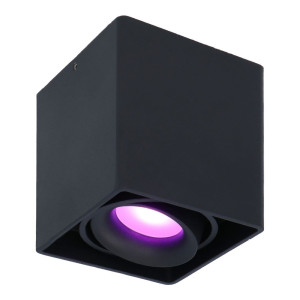HOFTRONIC Esto Smart Aufbaustrahler Eckig - Aufbau Deckenstrahler - GU10 - Schwenkbar - RGBWW 16 Mio. Farben - Wifi + Bluetooth - Kompatibel mit