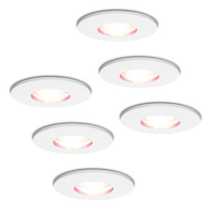 HOFTRONIC SMART 6er Set Barcelona - Smart LED Einbaustrahler - IP44 wasserdicht - 5,5 Watt 345 Lumen - Wifi + Bluetooth - RGBWW - GU10 - Google Home,