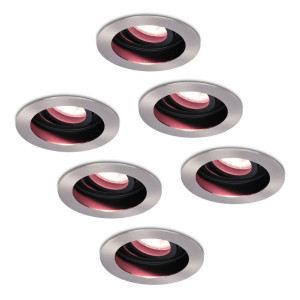 HOFTRONIC SMART 6er Set Mesa - Smart LED Einbaustrahler - 5,5 Watt 345 Lumen - Schwenkbar - Wifi + Bluetooth - Blendfrei - RGBWW - GU10 - Google Home,