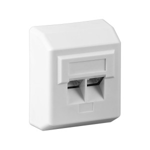 Goobay RJ45 CAT-5e Universal Aufputz Netwerkdose (AP) - Datendose - Geschirmt - Inkl. Aufputzmontage-Rahmen - 10 Gigabit Ethernet Netzwerk - Weiß
