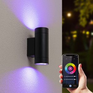 HOFTRONIC SMART Cali Smart Wandleuchte LED - Wifi + Bluetooth - 11 Watt 690 lumen - Dimmbar - RGBWW - IP65 wasserdicht - GU10 - Up Down Lampe -