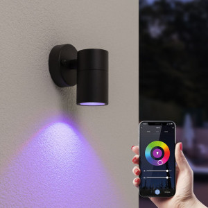 HOFTRONIC SMART Mason - Smart LED Wandleuchte - IP44 wasserdicht - 5,5 Watt 345 Lumen - Wifi + Bluetooth - RGBWW - GU10 - Google Home, Amazon Alexa