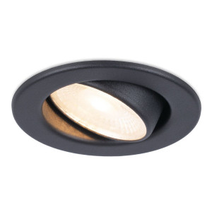 HOFTRONIC Malta LED Einbaustrahler - 5W 400lm - 2700K warmweiß - Dimmbar - Rund - Schwenkbar - IP44 wasserdicht - Schwarz - Inkl. Quick Connector Box