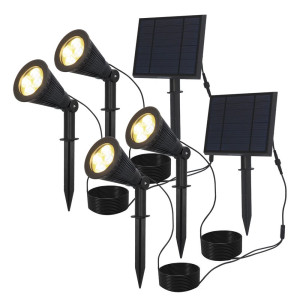 HOFTRONIC 2er Set 2x Bend Erdspießstrahler mit Separatem Solarpanel - Inkl. Dämmerungsschalter - 3000K warmweiß - 2 Lichtmodi - 200lm - 6-9 Stunden