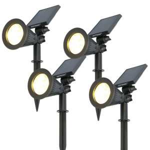 HOFTRONIC 4er Set Bend Solar Gartenleuchte mit Erdspieß - Inkl. Dämmerungsschalter - 3000K warmweiß - 2 Lichtmodi - 75lm - 6-9 Stunden Brenndauer -