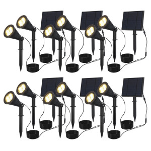 HOFTRONIC 6er Set 2x Bend Erdspießstrahler mit Separatem Solarpanel - Inkl. Dämmerungsschalter - 3000K warmweiß - 2 Lichtmodi - 200lm - 6-9 Stunden