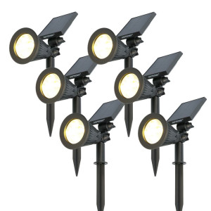 HOFTRONIC 6er Set Bend PIR Solar Gartenleuchte mit Erdspieß - Bewegungsmelder und Dämmerungsschalter - 3000K warmweiß - 2 Lichtmodi - 300lm - 6-9