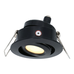 HOFTRONIC Sienna mini LED Einbaustrahler - 12 Volt 3 Watt 200 Lumen - 2700K warmweiß - Dimmbar - Schwenkbar - Flach 30mm - IP44 wasserdicht - Schwarz