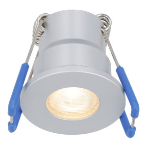 HOFTRONIC Milano mini LED Einbaustrahler - 12 Volt 3 Watt 200 Lumen - 2700K warmweiß - Dimmbar - Flach 34mm - IP65 wasserdicht - Grau - Aluminium -