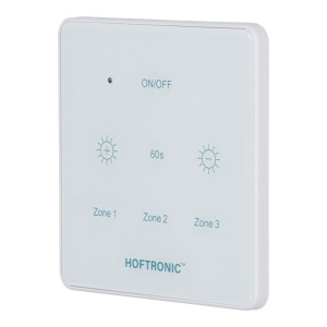 HOFTRONIC LED Wanddimmer Touchscreen - Kabellos - Touchpanel - Geeignet für 12V Einbaustrahler - 3 Kanäle - Batteriebetrieben - Weiß