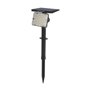 HOFTRONIC Eagle Solar Gartenstrahler mit Erdspieß - Inkl. Dämmerungsschalter - PIR Bewegungsmelder - CCT 3000K und 4000K - 4 Lichtmodi - 200lm - 6-12