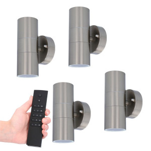 HOFTRONIC 4er Set dimmbare LED-Wandleuchte Jasmin - 2700K warmweiß - GU10 Fassung - Up & Down Licht - IP44 wasserdicht - Inkl. Dimmer mit