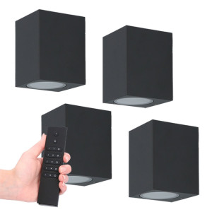 HOFTRONIC 4er-Set Marion LED-Wandleuchten - Dimmbar - 4 Watt 345 lumen - IP65 Wasserdicht - GU10 - 2700K warmweiß - Dimmbar - Innen & Außen - Schwarz