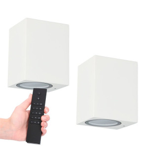 HOFTRONIC 2er-Set Marion LED-Wandleuchten - Dimmbar - 4 Watt 345 lumen - IP65 Wasserdicht - GU10 - 2700K warmweiß - Dimmbar - Innen & Außen - Weiß -