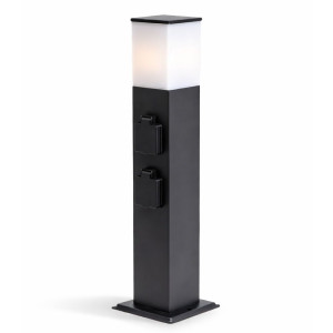 HOFTRONIC Rustic M Außensteckdose mit Säule 51cm - LED Sockellampe mit Außensteckdose - 4 Steckdosen - IP44 wasserdicht - E27 Fassung - Wegeleuchte -