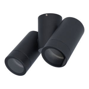 HOFTRONIC Silva LED Plafondspot - Kantelbaar - 2 lichts - GU10 - IP65 waterdicht - Plafondspot - Binnen en buitengebruik - Zwart