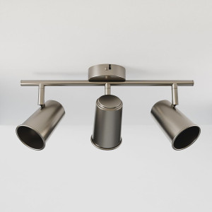 HOFTRONIC Riga - LED plafondlamp - 3 spots - Draaibaar en dimbaar -  GU10 - Kantelbaar - Plafondspot -  IP20 voor binnen - RVS