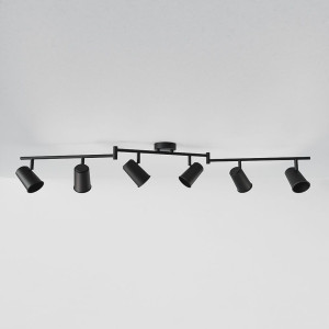 HOFTRONIC Riga - LED Deckenleuchte - 6 Flammig - Schwenkbar - GU10 fassung - Dimmable - IP20 für Innenbereich - Schwarz