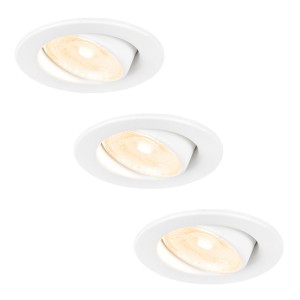 HOFTRONIC 3er Set Malta LED Einbaustrahler - 5W 400lm - 2700K warmweiß - Dimmbar - Rund - Schwenkbar - IP44 Wasserdicht - Weiß - Inkl. Quick Connector
