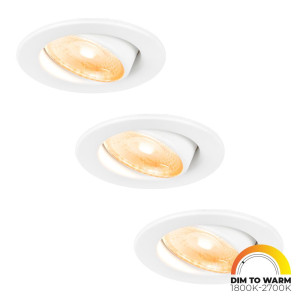 HOFTRONIC 3er Set Malta LED Einbaustrahler - 5W 360lm - Dimm to warm - Rund - Schwenkbar - IP44 wasserdicht - Weiß - inkl. Quick Connector Box