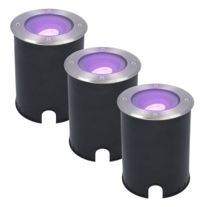 HOFTRONIC SMART Set van 3 Lilly Smart Grondspots buiten - 4,8 Watt 345 lumen - RGBWW - Wifi + Bluetooth - Kantelbaar - Bestuurbaar via app - IP67 -