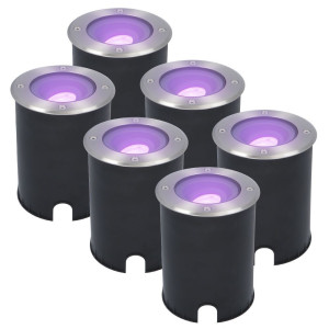 HOFTRONIC SMART 6er Set Lilly Smart Bodeneinbaustrahler Außen - Schwenkbar - GU10 4,8W 345lm - RGBWW - Wifi + Bluetooth - App Steuerung - IP67
