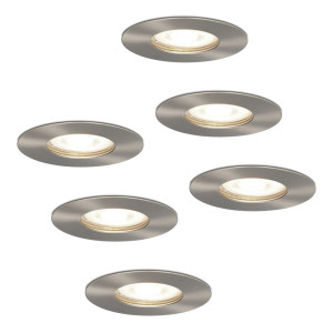 HOFTRONIC Set van 6 Bari LED inbouwspots - 4 Watt 345 Lumen - 4000K neutraal wit - GU10 - Dimbaar - Rond - IP64 Waterdicht - RVS - Voor binnen, buiten