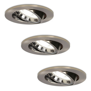HOFTRONIC Set van 3 Lublin LED inbouwspots - 4 Watt 345 Lumen - 6500K Daglicht wit - GU10 - Dimbaar - Rond - Kantelbaar - IP20 Stofdicht - RVS