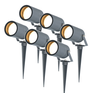 HOFTRONIC 6er Set Spikey LED Gartenstrahler mit Erdspieß - GU10 4 Watt 345 lumen - Dimmbar - Schwenkbar - 2700K warmweiß - IP65 Wasserdicht -